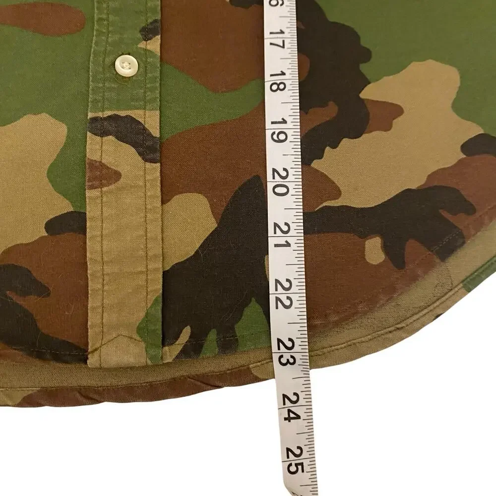 Boys Size Medium (10-12) Ralph Lauren Camo Cotton Oxford Long Sleeve Shirt
